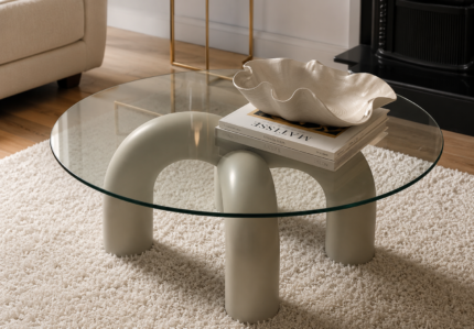 Table basse ronde en verre design